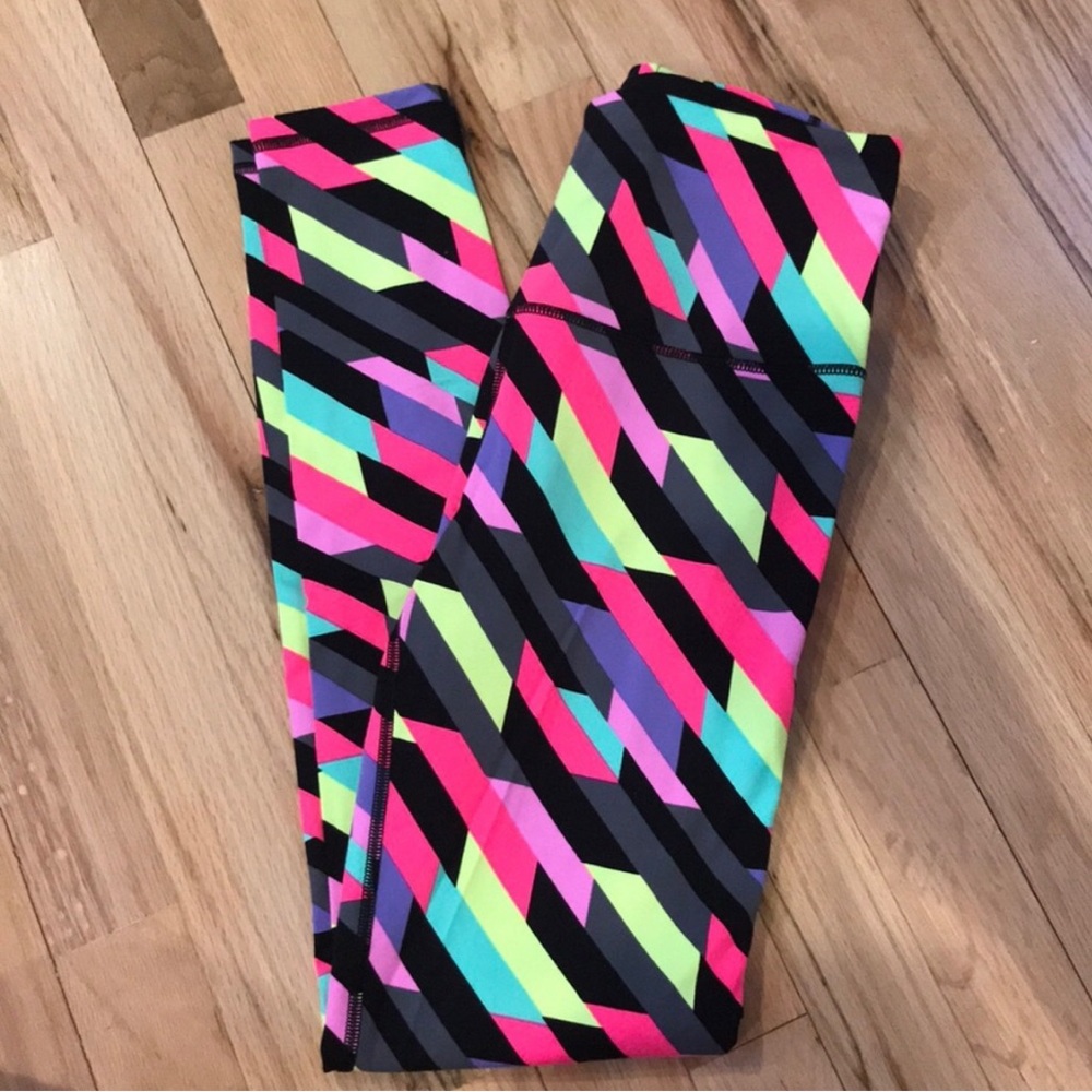 High waisted neon stripe VSX workout pants